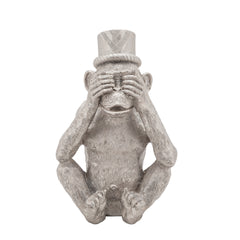 S/3 No Speak, Hear Or See Monkeys W/ Hat, Silver