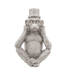 S/3 No Speak, Hear Or See Monkeys W/ Hat, Silver