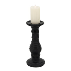 15" Textured Candle Holder, Black