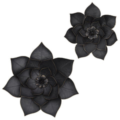 Metal 19" Lotus Wall Deco, Black