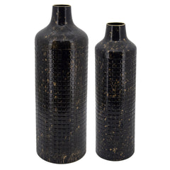 Metal 22"H Metallic Vase, Black