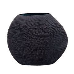 Glass 10"H Textured Vase, Black