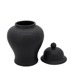 18"H Temple Jar, Matte Black