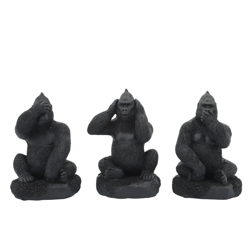 Resin, S/3 Hear, Speak, See No Evil Monkeys, Black