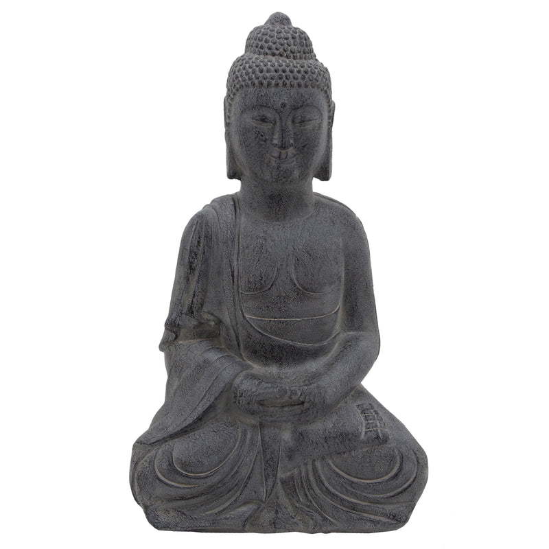 Resin, 23'H Sitting Buddha, Gray