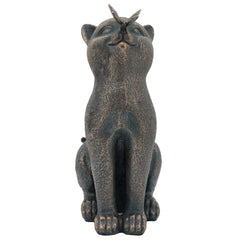 Resin, 14"H Cat W/ Butterfly, Bronze