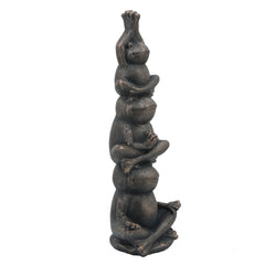 Resin, 24"H Stacking Yoga Frogs, Black