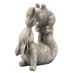 Resin, 15"H Kissing Bunnies, Antique White