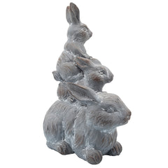 Resin, 16"H Three Bunnies Deco, Gray