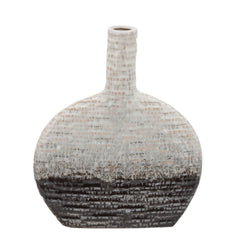 12"H Textured Oval 2-Tone Vase, Beige