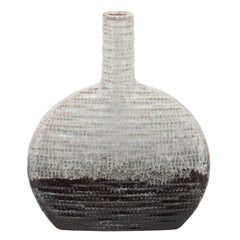 14"H Textured Oval 2-Tone Vase, Beige