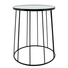 S/2 Metal 20/24"H End Tables W/ Mirror Top, Black