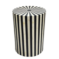 Resin 19"H Radial Stripes Round Accent Table, Blac