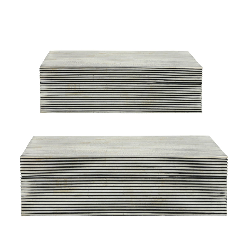 Resin S/2 Pinstripe Boxes, Black/White