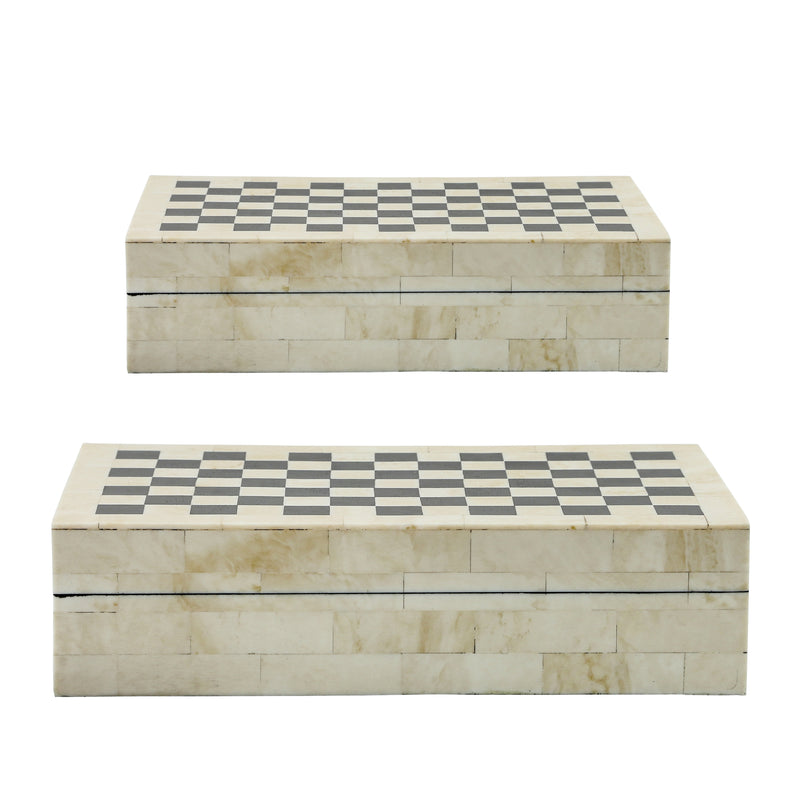 Resin S/2 Checkered Boxes, Black/White