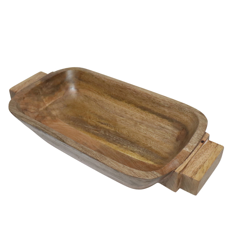 Wood, 14X3 Rectangular Tray W/ Handles, Natural