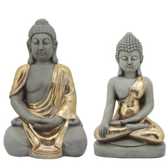 Resin, 24"H Sitting Buddha, Gray