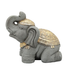 Resin, 14"H Kneeling Elephant, Gray