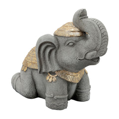 Resin, 17"H Kneeling Elephant, Gray