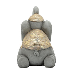 Resin, 17"H Kneeling Elephant, Gray