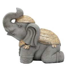 Resin, 17"H Kneeling Elephant, Gray