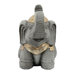 Resin, 17"H Kneeling Elephant, Gray