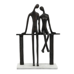 Metal 16" Couple Sitting, Black