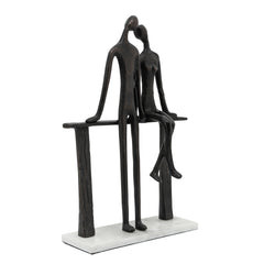 Metal 16" Couple Sitting, Black