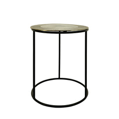 Metal, S/2 Side Tables W/ Aluminum Top, Black