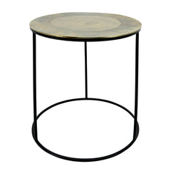 Metal, S/2 Side Tables W/ Aluminum Top, Black