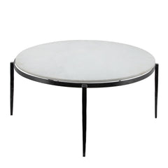 Metal, 34X15" Side Table W/ Marble Top, Black