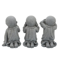 Resin. S/3 10"H Baby Monks, Gray