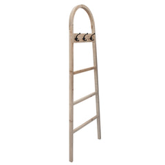 Wooden Decorative 68" Ladder W/ Hooks, Brown