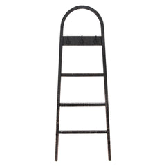 Wooden Decorative 68" Ladder W/ Hooks, Black