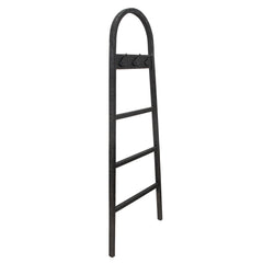 Wooden Decorative 68" Ladder W/ Hooks, Black