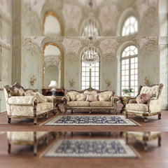 Homey Design Traditional Met Ant Gold & Perfect Brown Hd-506 - 3Pcs Sofa Set