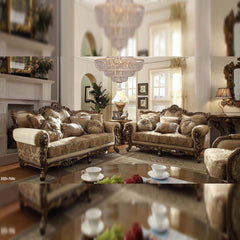 Homey Design Traditional Met Ant Gold & Perfect Brown Hd-506 - 3Pcs Sofa Set