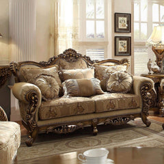 Homey Design Traditional Met Ant Gold & Perfect Brown Hd-506 - 3Pcs Sofa Set