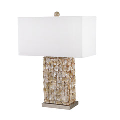 Ceramic 25" Abalone Shell Table Lamp, Beige