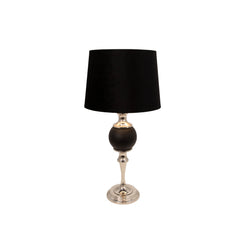 Metal 30" Table Lamp With Glass Ball, Silver/Black