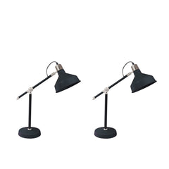 S/2 Metal 20" Dome Shade Task Lamps, Black - Kd