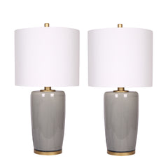 S/2 Ceramic 25" Table Lamps, Gray