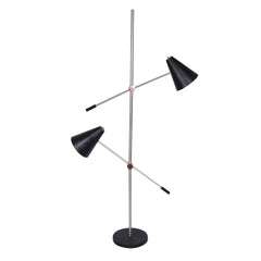 Metal 60" 2 Light Floor Lamp, Black - Kd