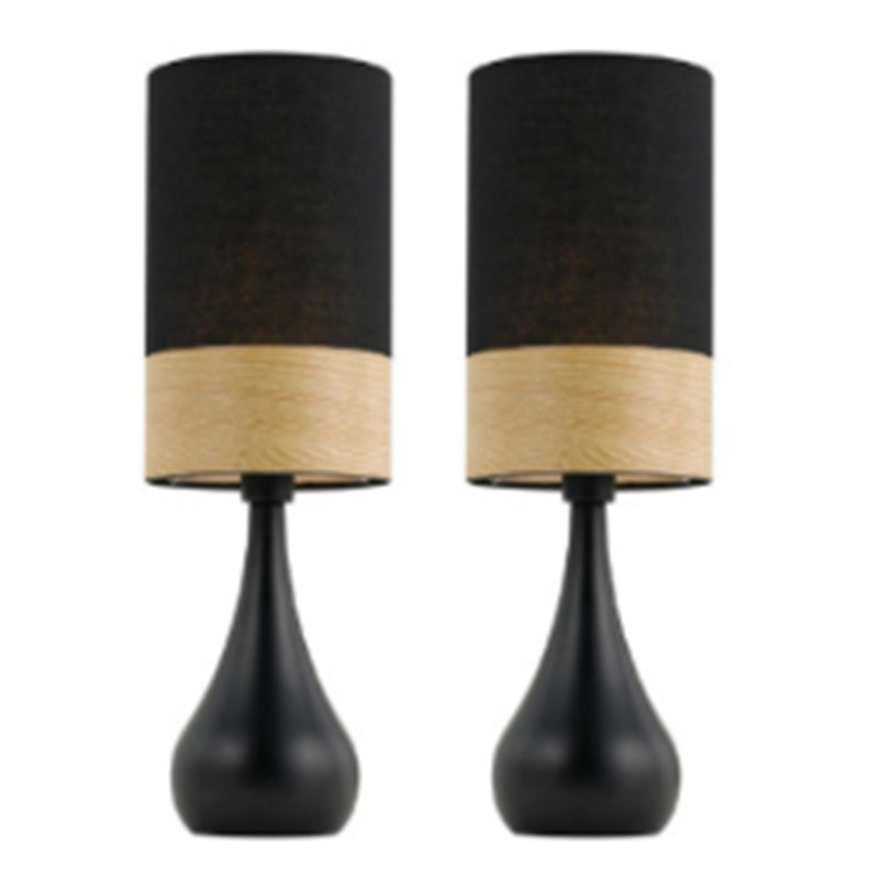 S/2 18 Metal Tear Drop Table Lamps, Black