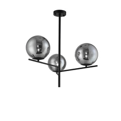 Metal 47" Pendant Lamp, 3 Light With Smoke Glass B