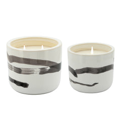 6" Abstract Scented Candle, White