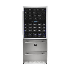 FORNO Capraia 30" Dual Zone Built-in or Free Standing Wine Cooler Refrigerator With Drawers FWCDR6661-30