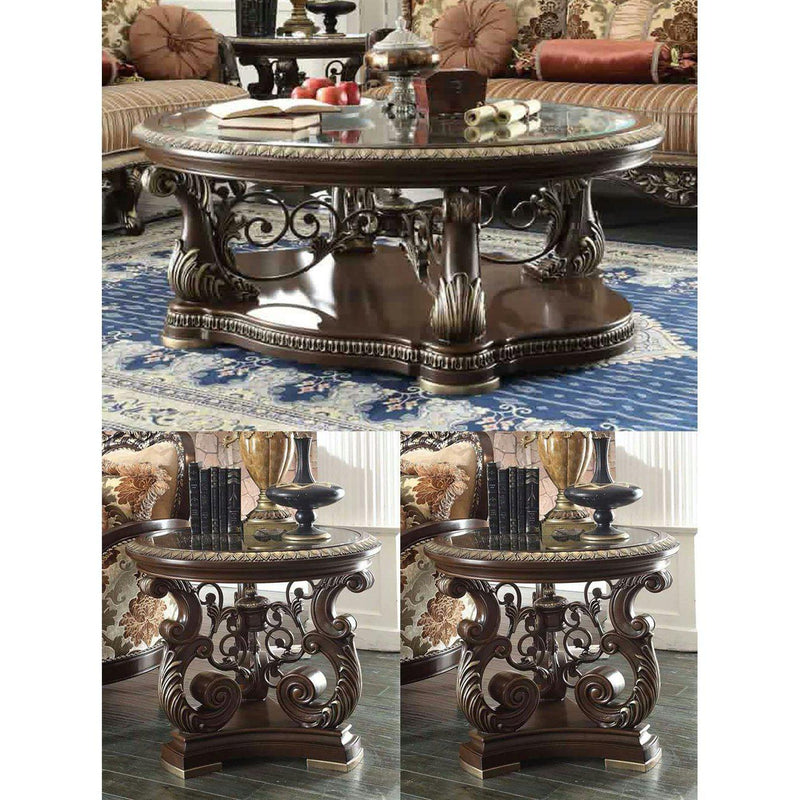 Homey Design Luxury Hd-8013 - 3Pc Coffee Table Set-Iron Home Concepts