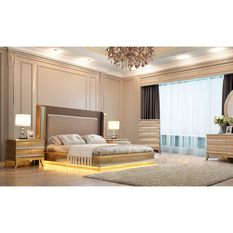 Homey Design Luxury Hd-925 - Ck 5Pc Bedroom Set-Iron Home Concepts