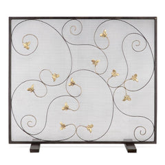 Acanthus Leaf Iron Fireplace Screen-Iron Home Concepts